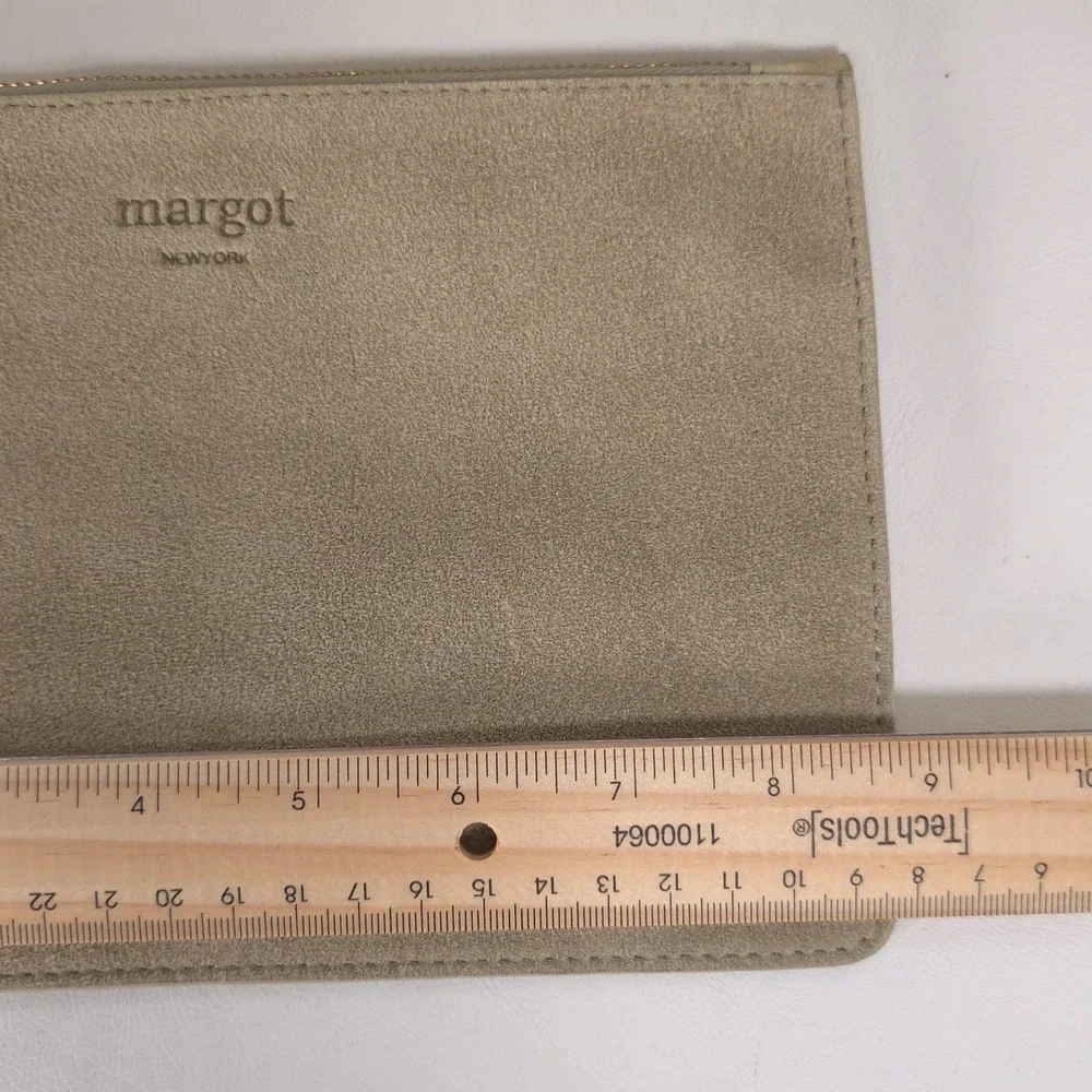 New MARGOT NEW YORK JAMEE LEATHER SUEDE Green Double Handle Tote Bag &‎ Wallet